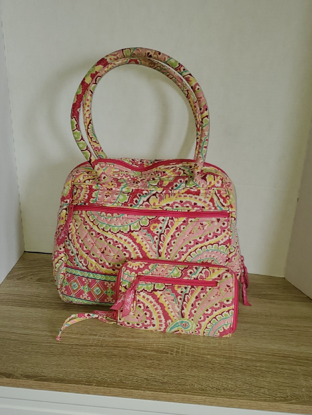 Vera Bradley Melon Betsy In Paisley Quilted Tote with Coordinating Wallet